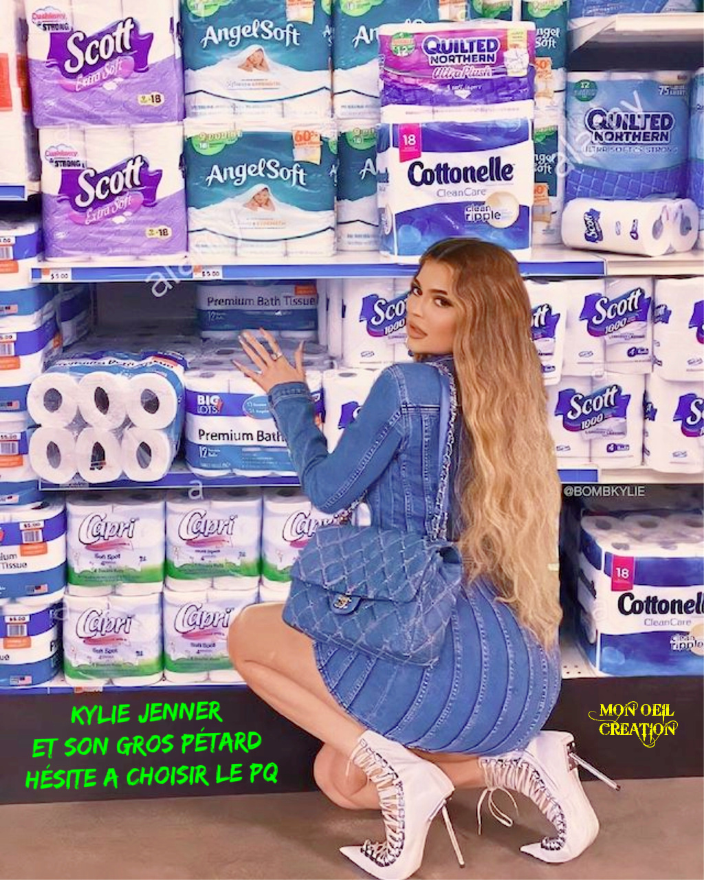AT30. Humour - kylie Jenner-Penurie de Papier Toilette